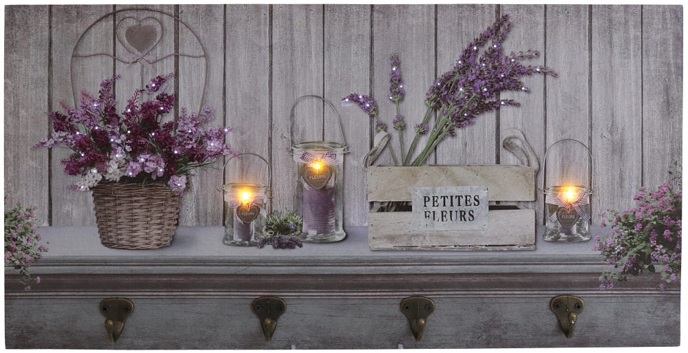 Wandbild mit LED "Lavendel"