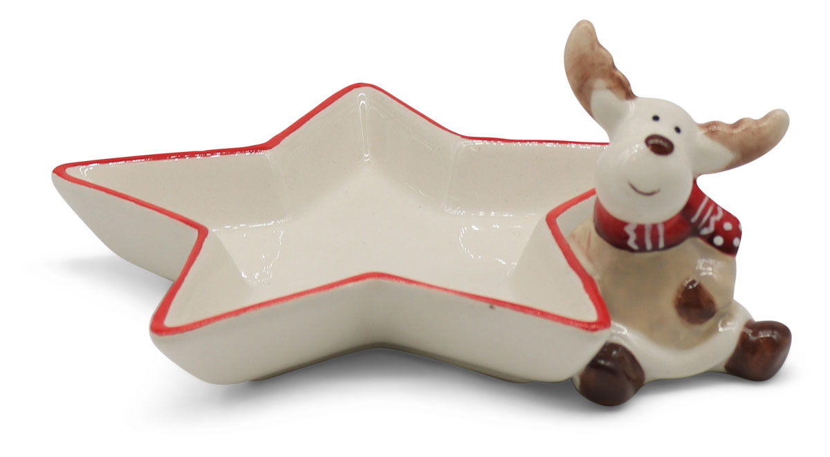 Dekoschale Stern mit Elch, Keramik