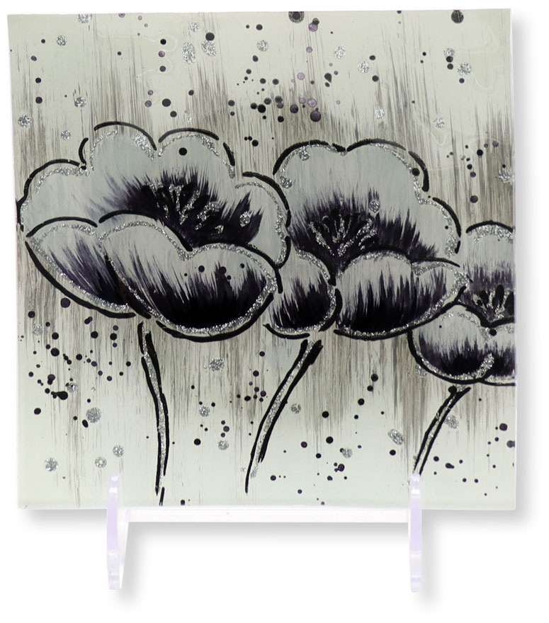Glass plate "Weisse Lilie" (white lily) square