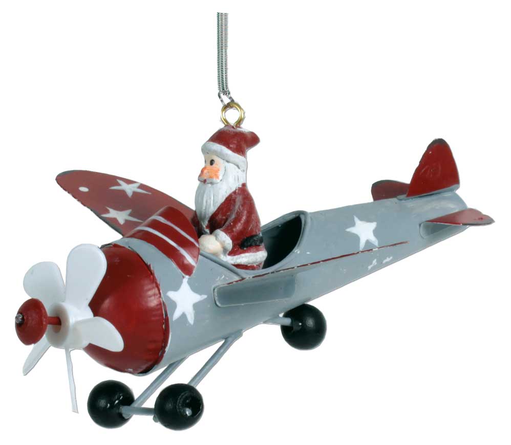 Schwingfigur Weihnachtsmann im Flugzeug