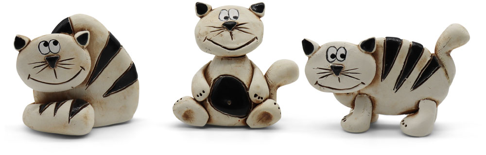 Katze-Miniaturen 3er Mix schwarz