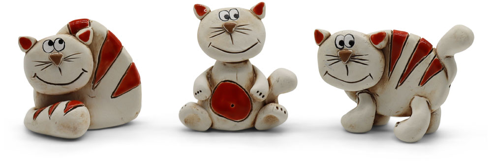 Katze-Miniaturen 3er Mix rot