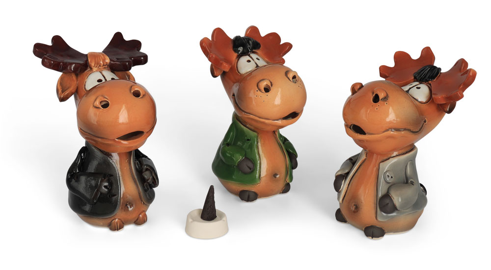 Smoking figure elk, mix of 3