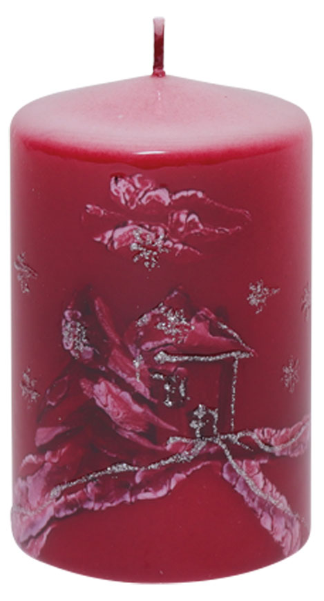 Kerzenzylinder "Winterlandschaft" rot