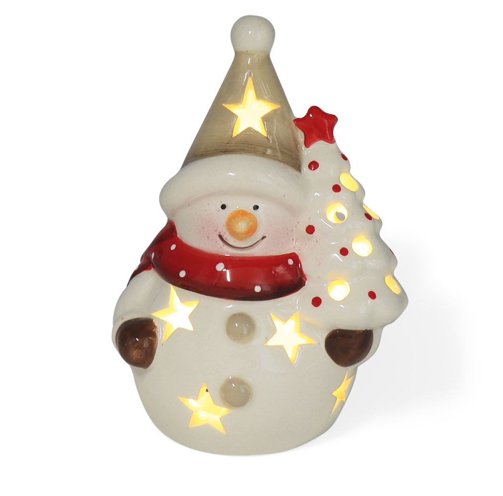 Schneemann mit LED, Timer, Keramik