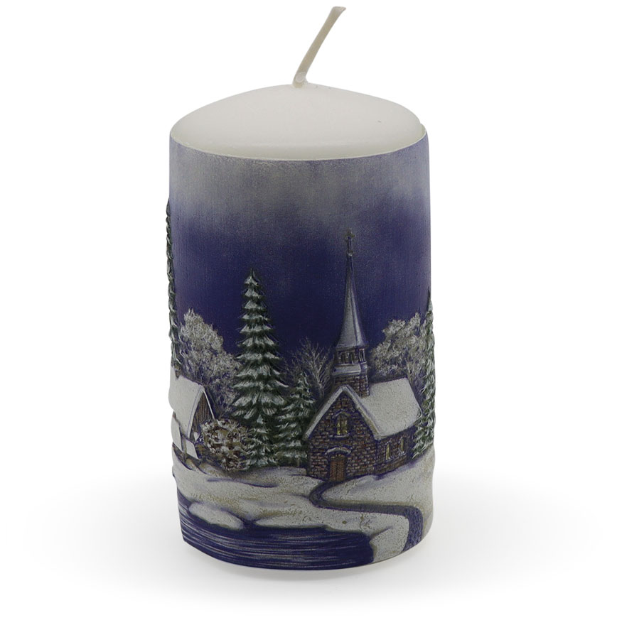 Kerzenzylinder "Winterdorf" blau