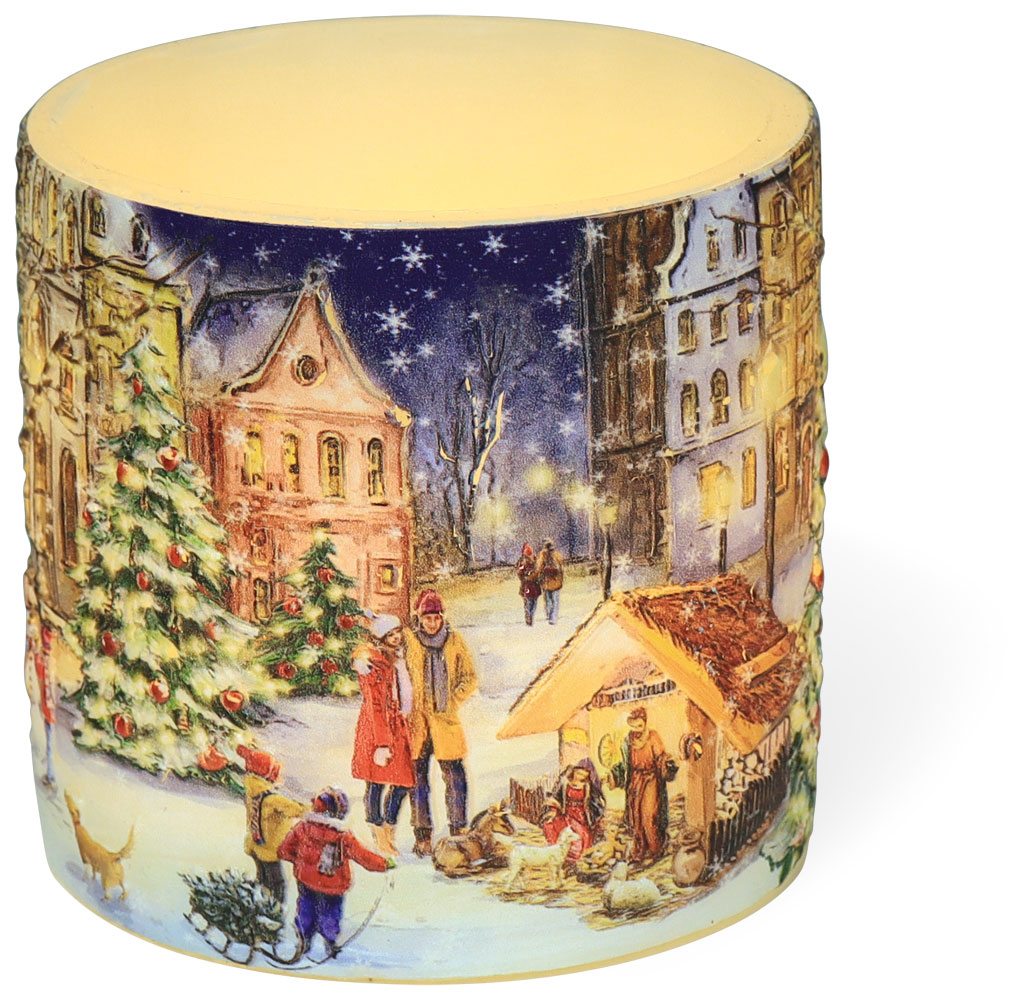 Candle tealight holder "Weihnachtsmarkt" (christmas market)