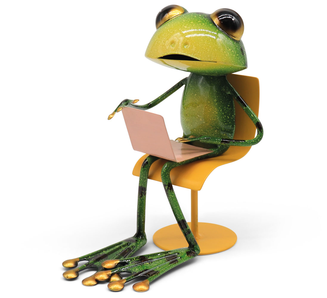 Frosch Casey arbeitet