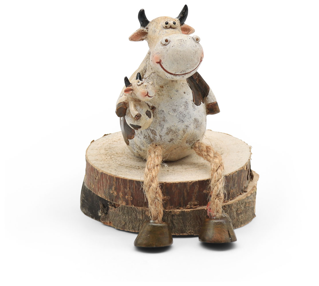 Mama Kuh und Baby, Polyresin