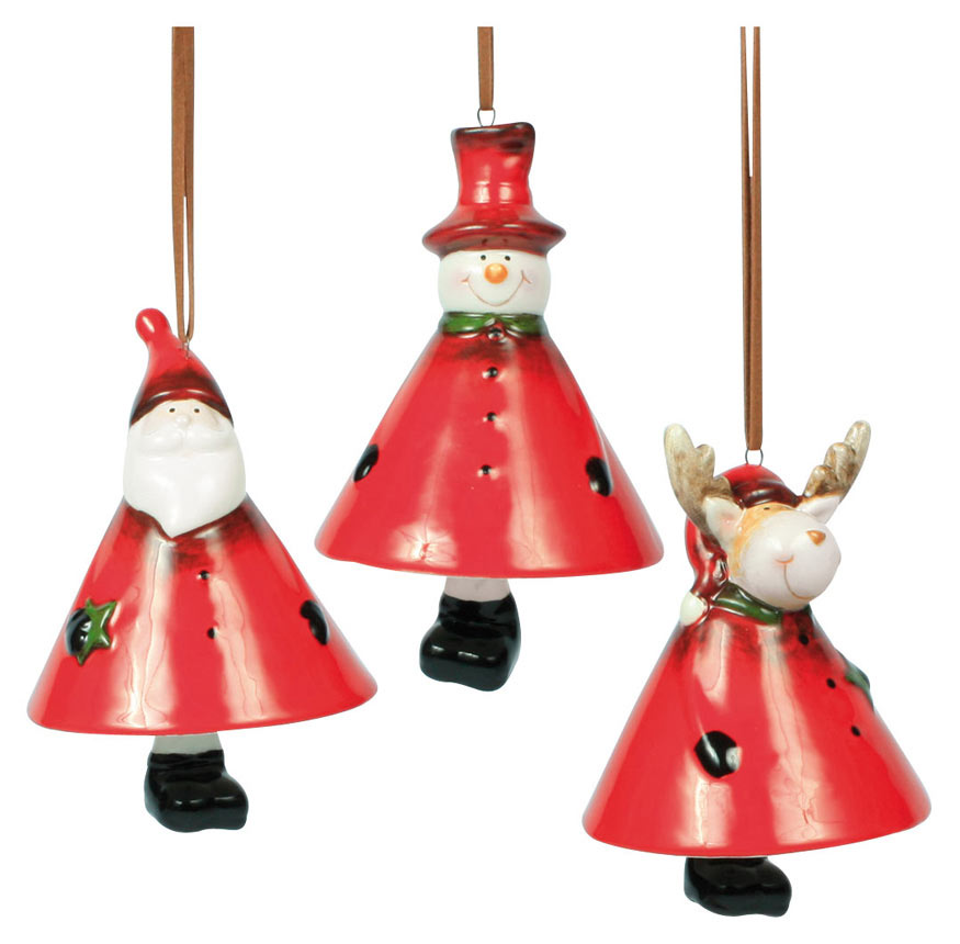 Glöckchen Schneemann, Weihnachtsmann und Elch