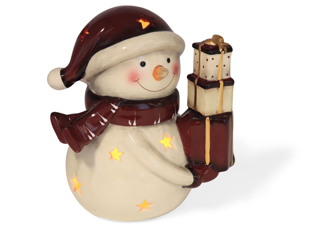 Teelichthalter Schneemann Rudolf, Keramik