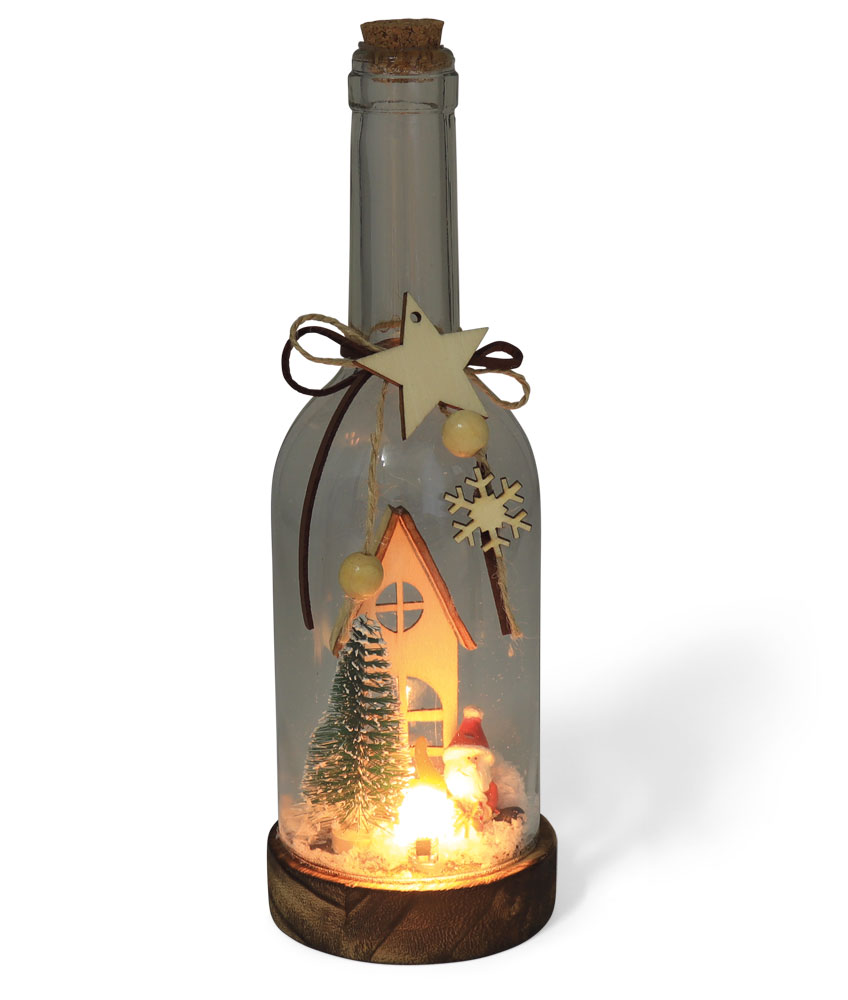 Flasche mit LED und Haus