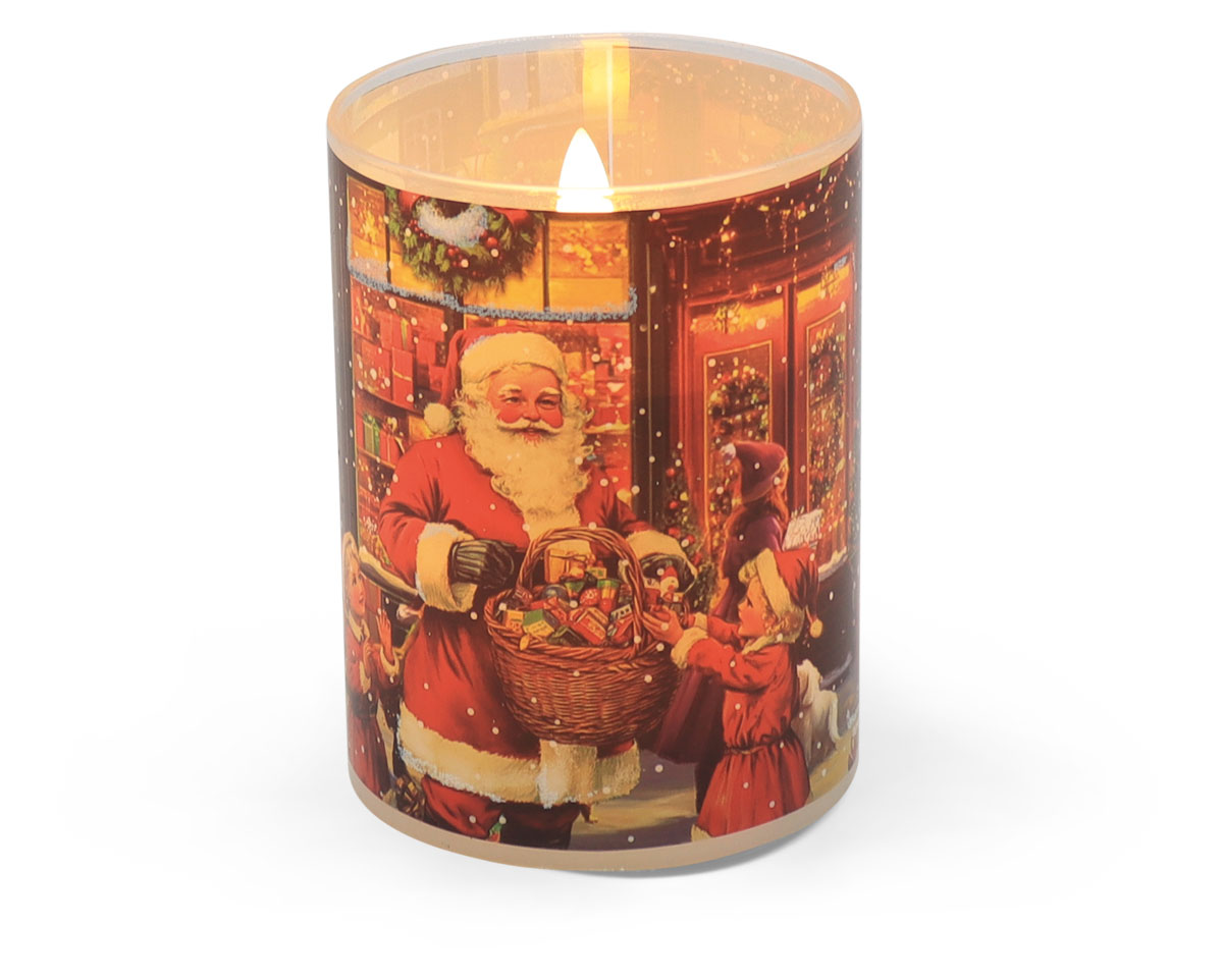 Kerzenlampion mit Wachs und LED Wintermotiv 2