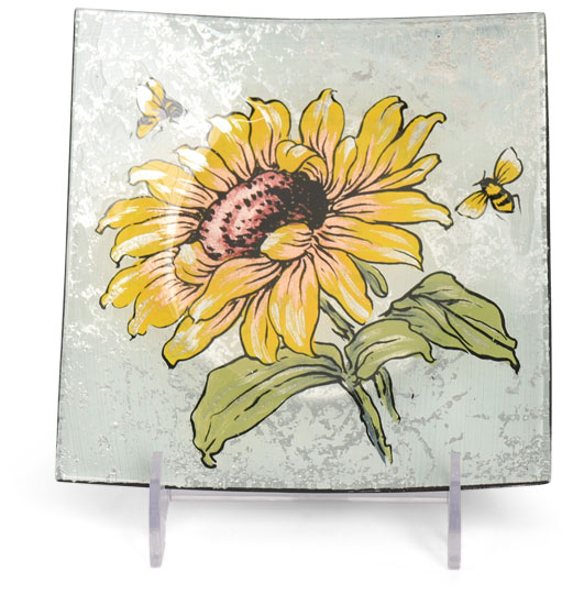 Glasplatte "Sonnenblume" quadratisch