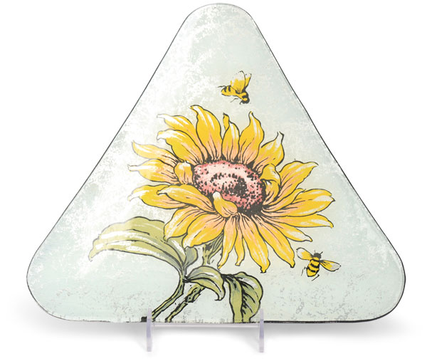 Glass plate "Sonnenblume" (sunflower) triangular
