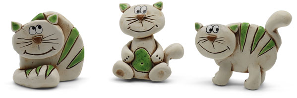 Katze-Miniaturen 3er Mix grün