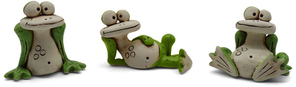 Miniature frog Paul, mix of 3, green