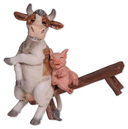 Kuh Alma mit Schwein Borsti