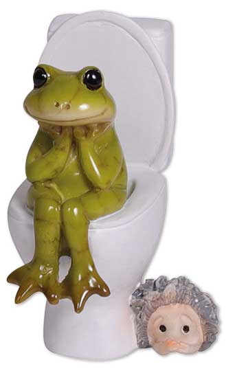 Frog Paulchen on toilet