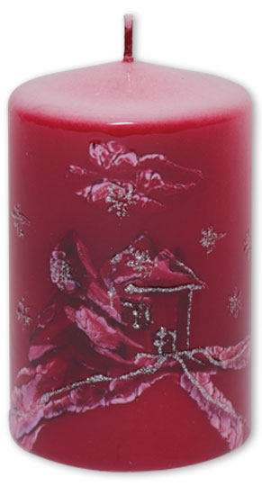Candle cylinder "Winterlandschaft" (winter landscape) red