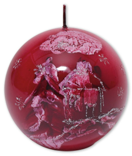 Candle ball "Winterlandschaft" (winter landscape) red