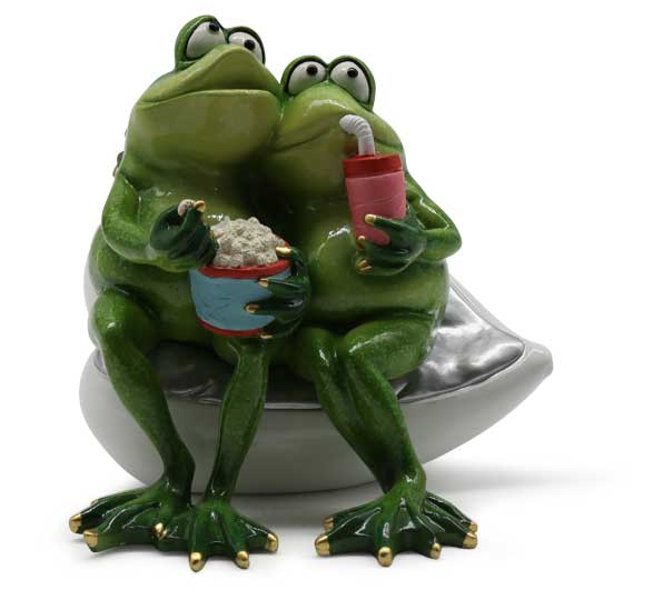 Couple of frogs in love at cinema