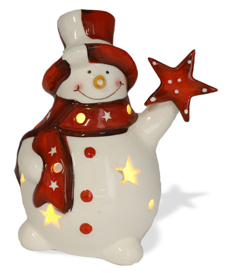 Tealight holder snowman with silk hat