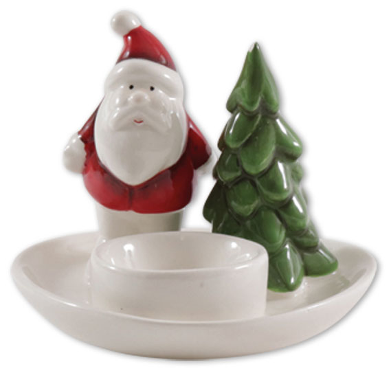 Teelichthalter Santa Claus mit Baum