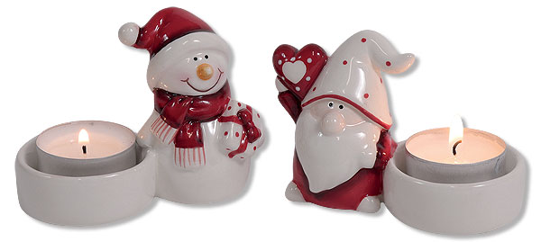 Tealight holder snowman and Santa Claus