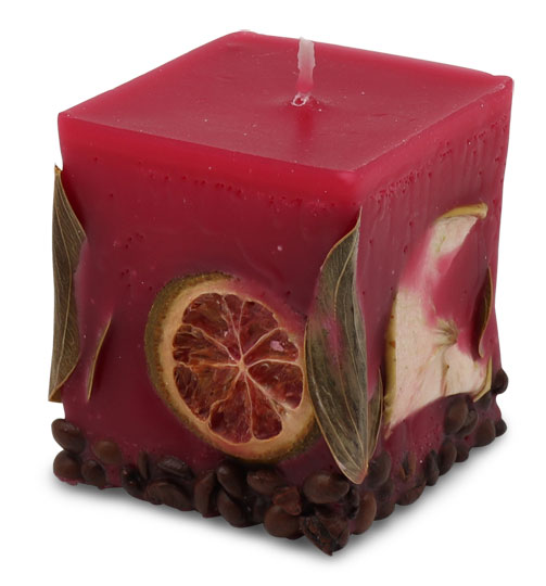 Scented candle cuboid Potpourri Fruits bordeaux, strawberry fl.