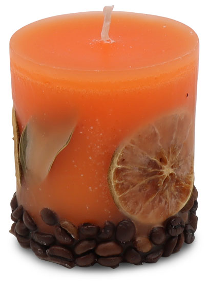 Scented candle cylinder Potpourri Fruits orange, orange flavour