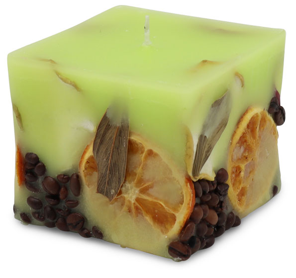 Scented candle cuboid Potpourri Fruits light green, apple flavour