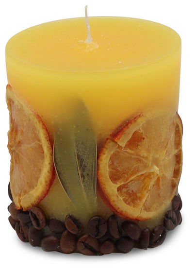 Scented candle cylinder Potpourri Fruits lemon, lemon flavour