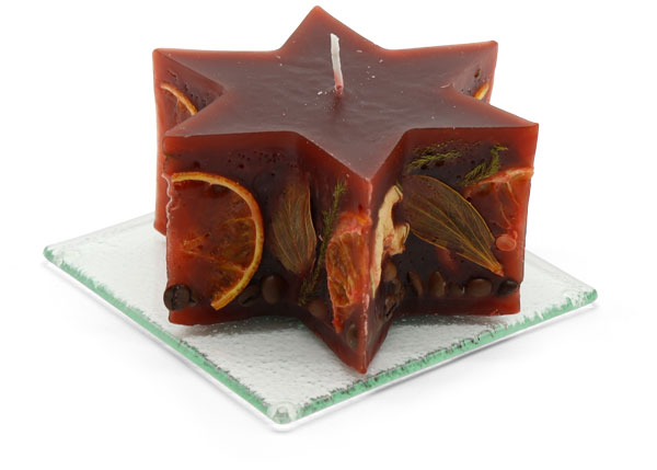 Scented candle star Potpourri Fruits bordeaux, strawberry fl.