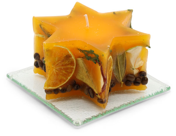 Scented candle star Potpourri Fruits orange, orange flavour
