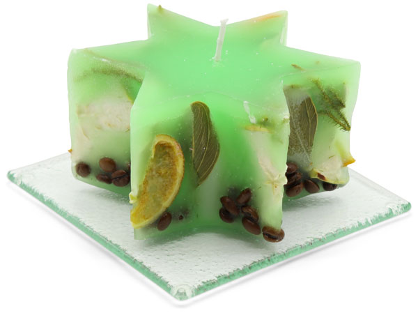 Scented candle star Potpourri Fruits light green, apple flavour