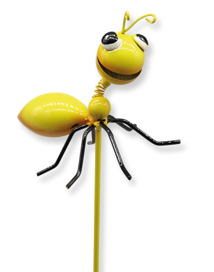 Garden stick metal ant yellow