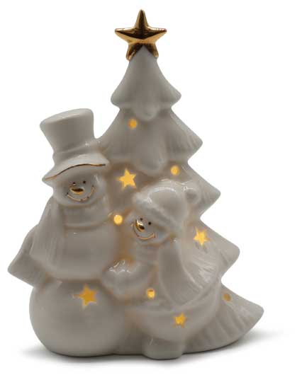 LED porcelain snowmen family