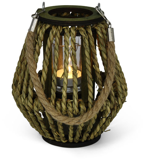 Wood/bast lantern with tealight