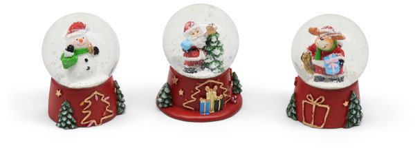 Snow globe red, mix of 3
