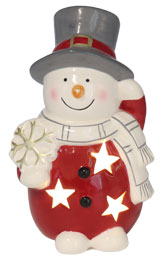 Snowman Leo with top hat, LED