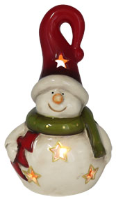 Schneemann Ludi mit Mütze, LED