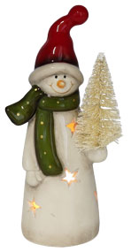 Schneemann Ludi mit Tanne, LED