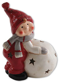 Junge mit Schneekugel LED