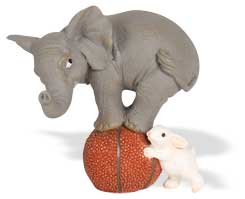 Elephant on ball with bunny