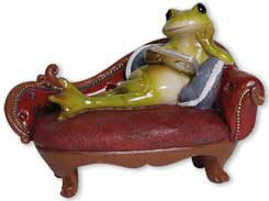 Frog Paulchen on the sofa