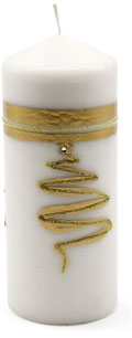 Kerzenzylinder Ornament 3 weiß