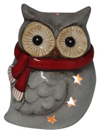 Tealight holder owl Ingeborg gray