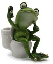Frosch Pascal macht Selfie auf Toilette