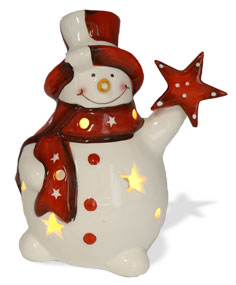 Teelichthalter Schneemann mit Zylinder